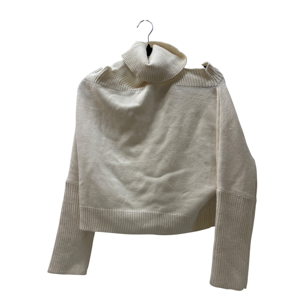 Lovers + Friends Cream Cold Shoulder Turtleneck Knit Sweater Medium NWT